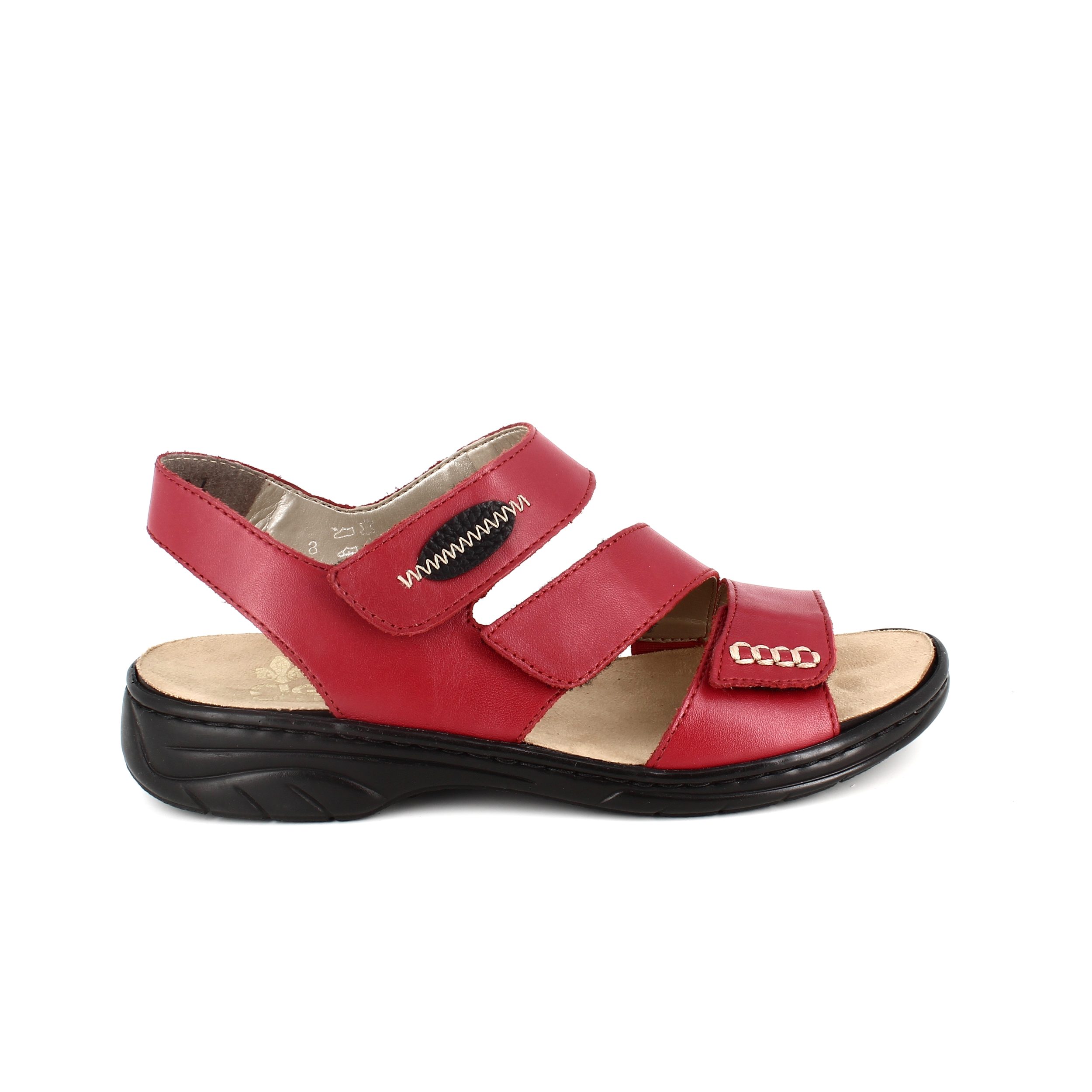 Rød Rieker sandal med velcro forfod og udtagelig sål - 40 - E-shops