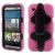 HTC One M9 – Tungt Silikone og PC Hybrid Etui med Stand og Remlås – Rosa