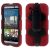 HTC One M9 – Tungt Silikone og PC Hybrid Etui med Stand og Remlås – Rød
